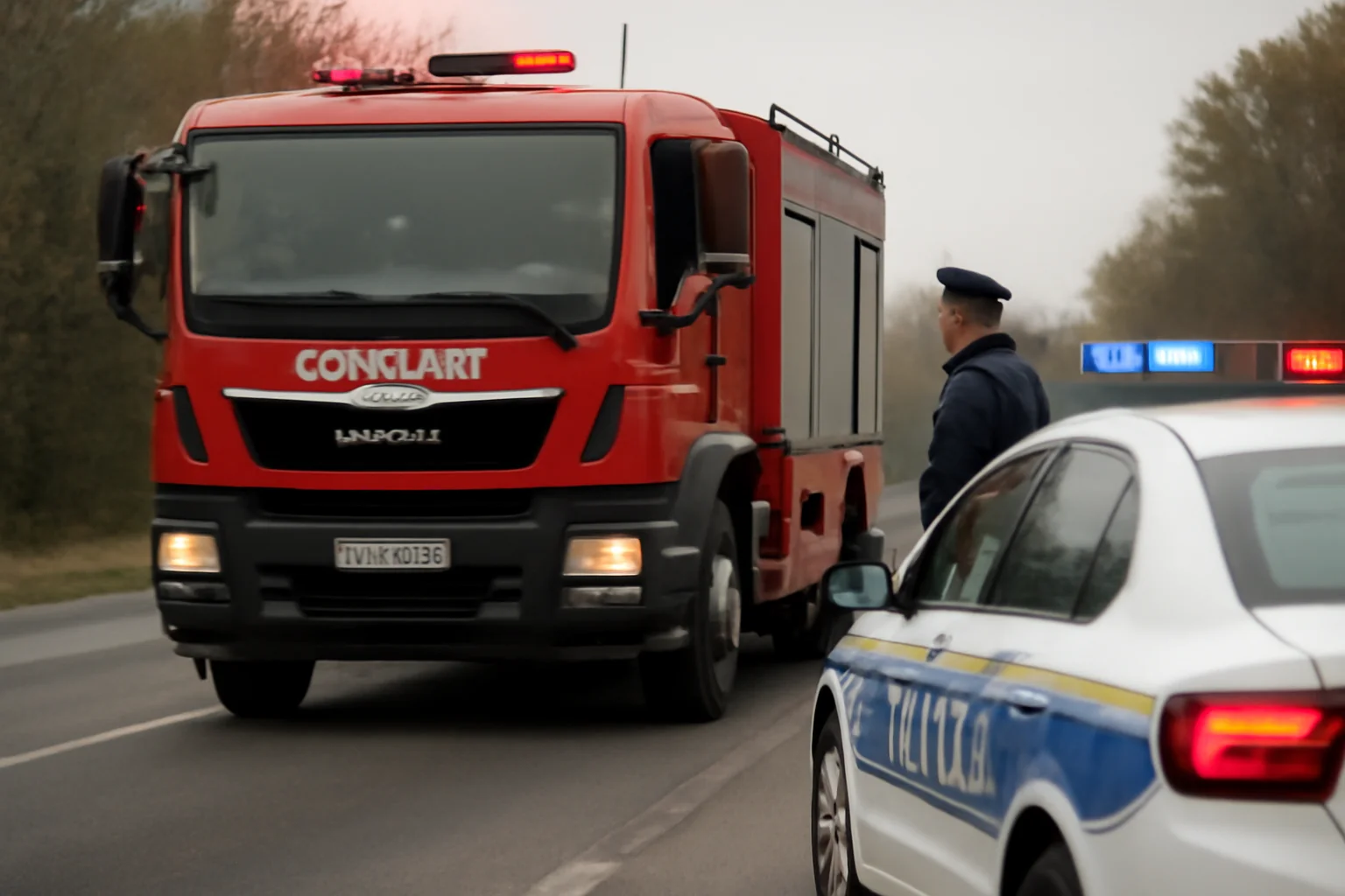 Autospecială de pompieri oprită de poliție în Galați în timp ce se deplasa la incendiu