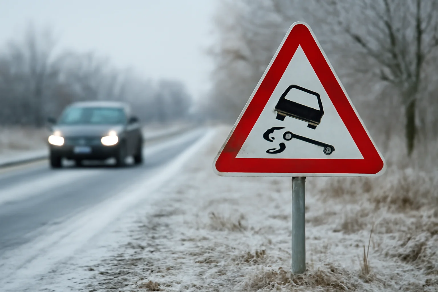 Avertisment de polei pe drumurile județene din Galați: șoferii sunt sfătuiți să circule cu prudență