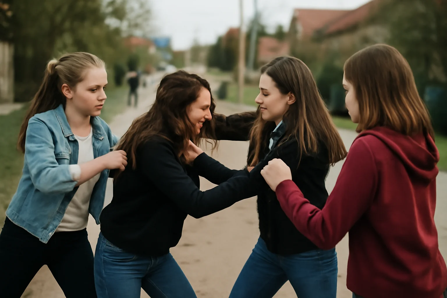 Bătaie între eleve de clasa a șaptea în stradă, la Lanurile