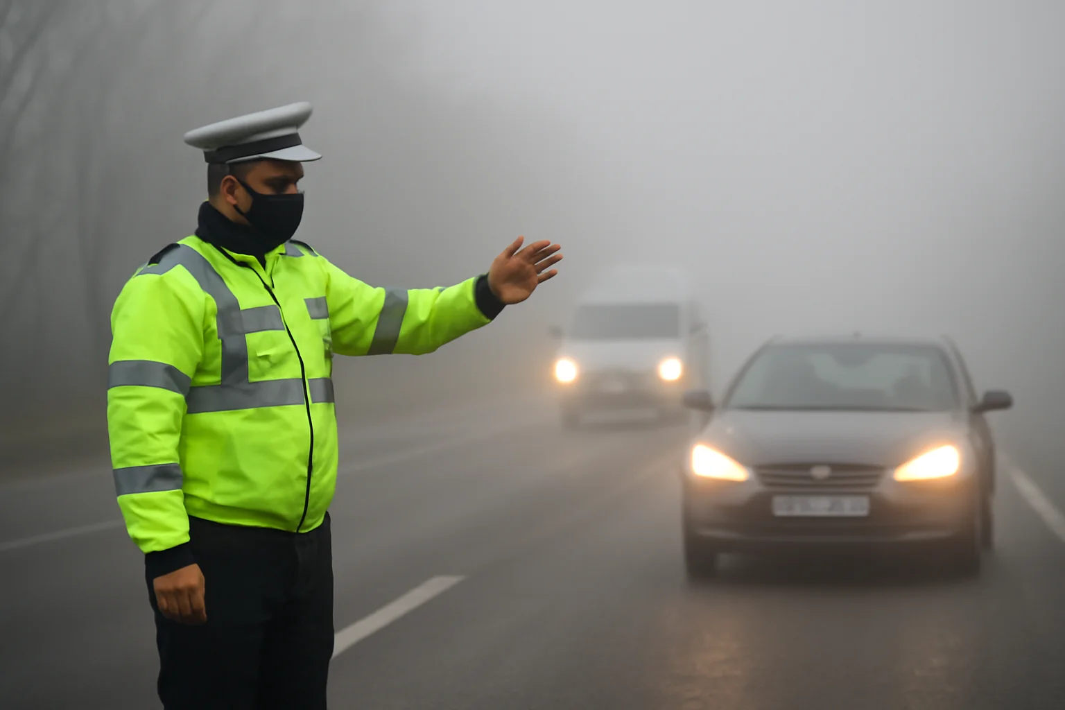Ceață densă la Galați: recomandări de circulație pentru șoferi în județ