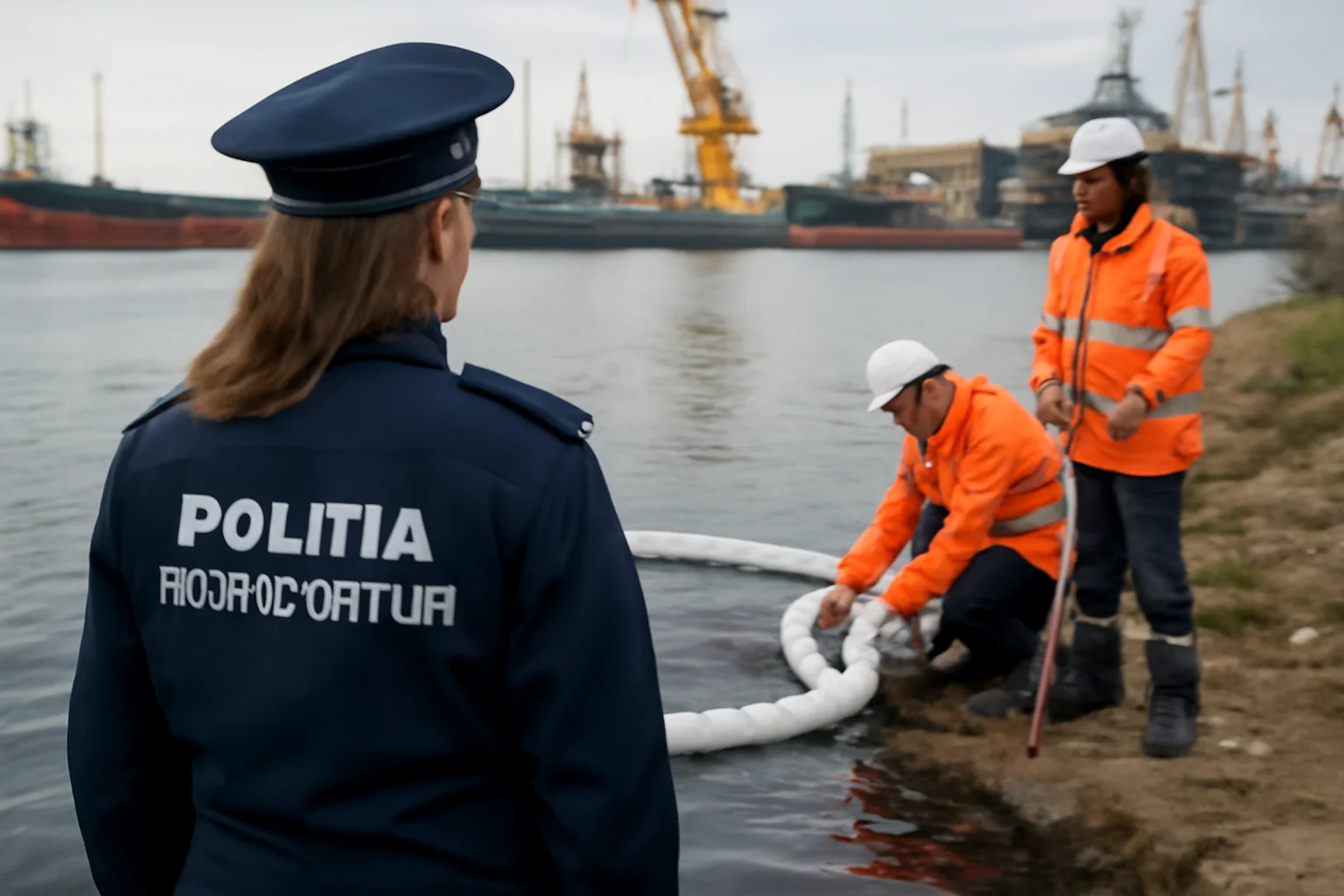 Control al Poliției Transporturi pentru protecția mediului în Portul Galați