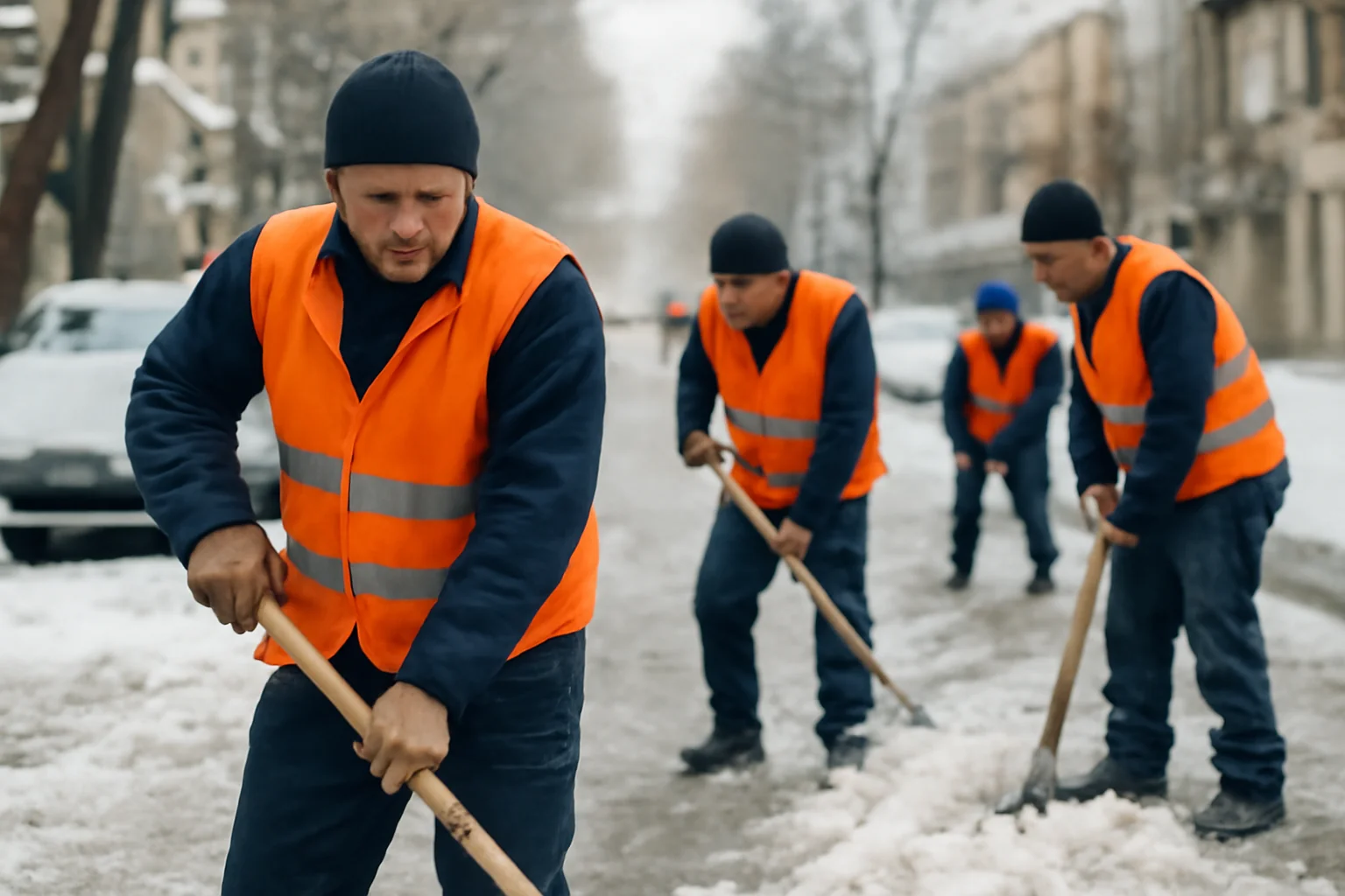 Deținuți trimiși la deszăpezire pe străzile din Galați, în baza unui contract cu Ecosal