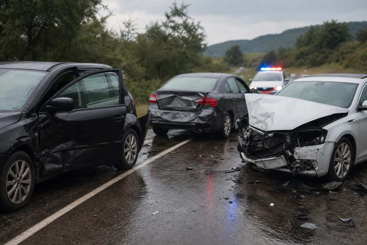 DN 22B, lângă Galați: coliziune în lanț, doi șoferi duși la spital