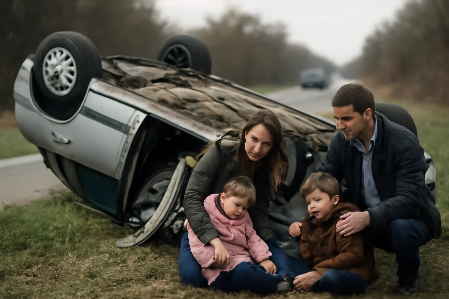 Familie implicată într-un accident rutier pe un drum din apropierea municipiului Galați
