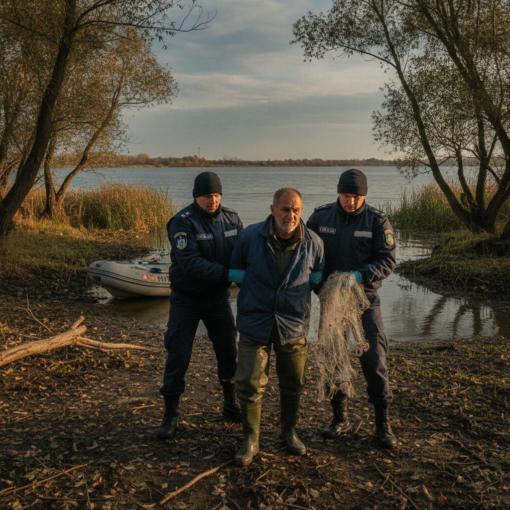 Galați: braconier prins pe Siret cu plasă monofilament interzisă