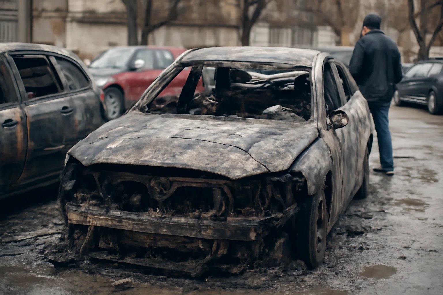 Incendiu provocat într-o parcare din Galați: mai multe mașini avariate, anchetă în curs
