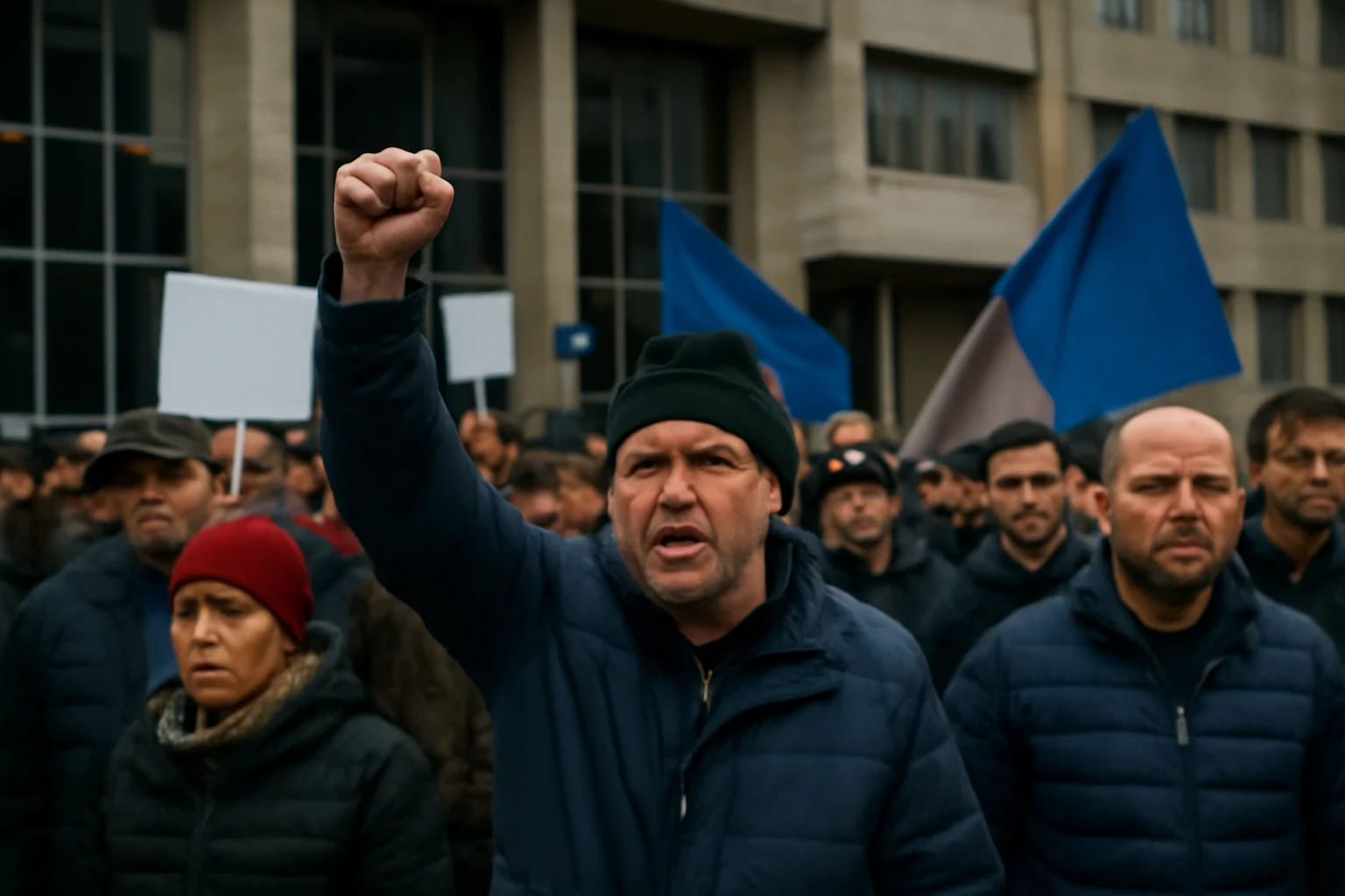 Protest al siderurgiștilor Liberty în fața Tribunalului Galați, în ziua depunerii planului de reorganizare