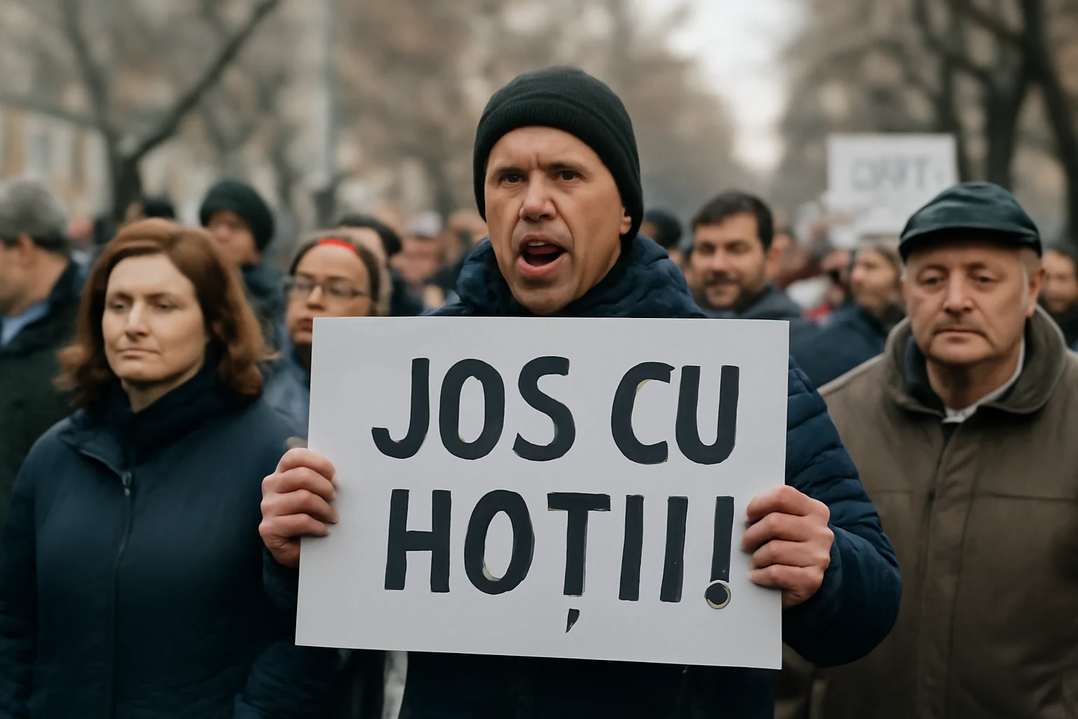 Protest de amploare la Galați față de majorarea taxelor și impozitelor, cu lozinci anti-corupție în stradă