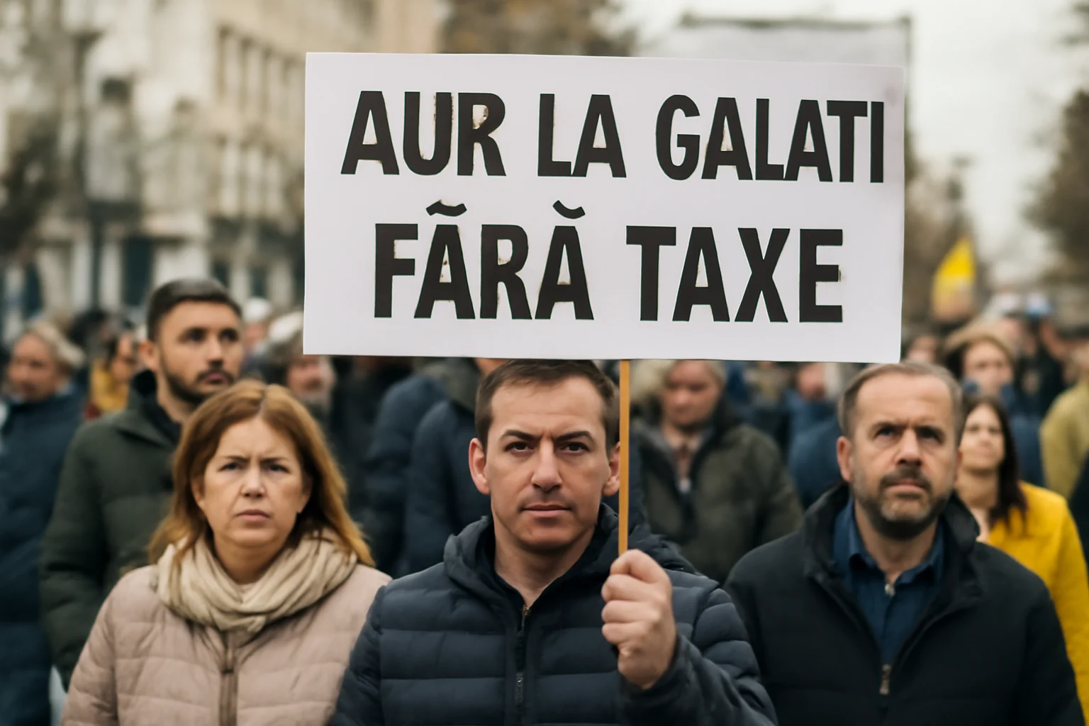 Protest față de majorarea taxelor locale la Galați, organizat de susținători AUR