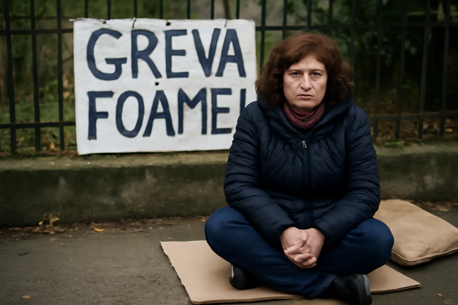 Protest prin greva foamei la Galați în fața unei școli, după un dublu concediere contestat