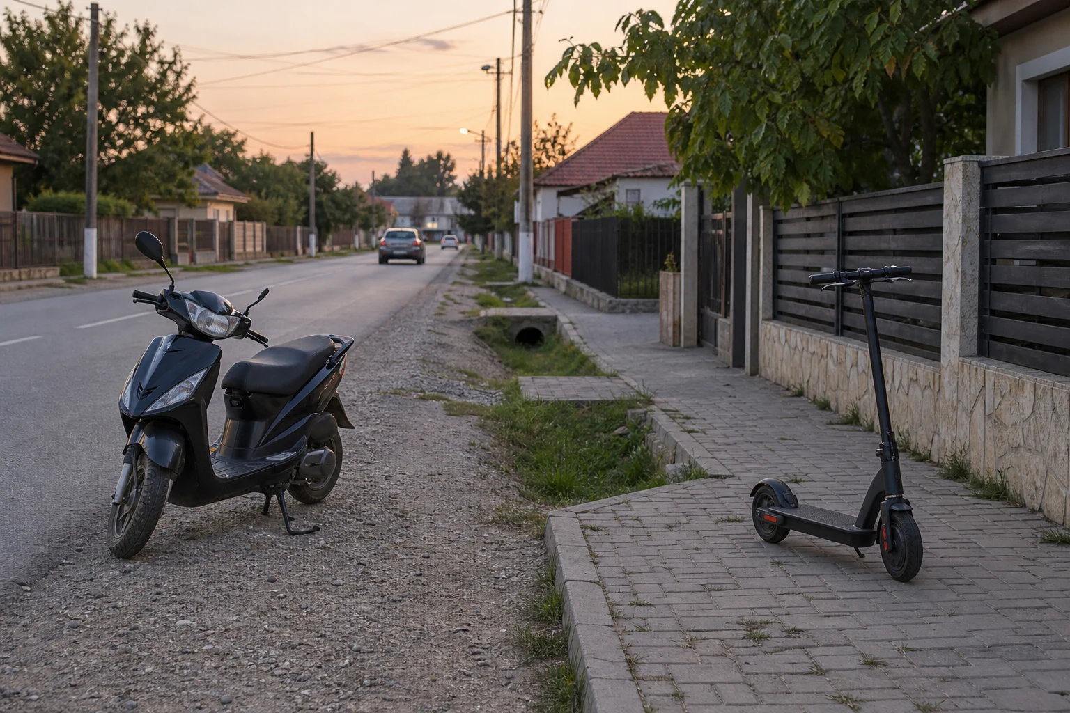 Smârdan: moped fără permis, coliziune cu trotinetă — fără victime