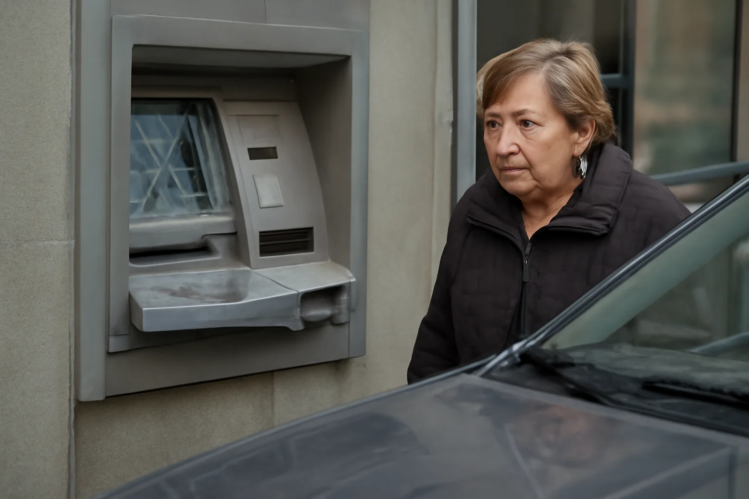 Şoferiță de 71 de ani dă buzna în bancomat