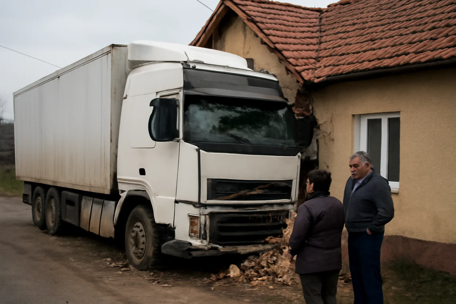 TIR proiectat într-o locuință din Braniștea, județul Galați, după evitarea unui cal pe DN25