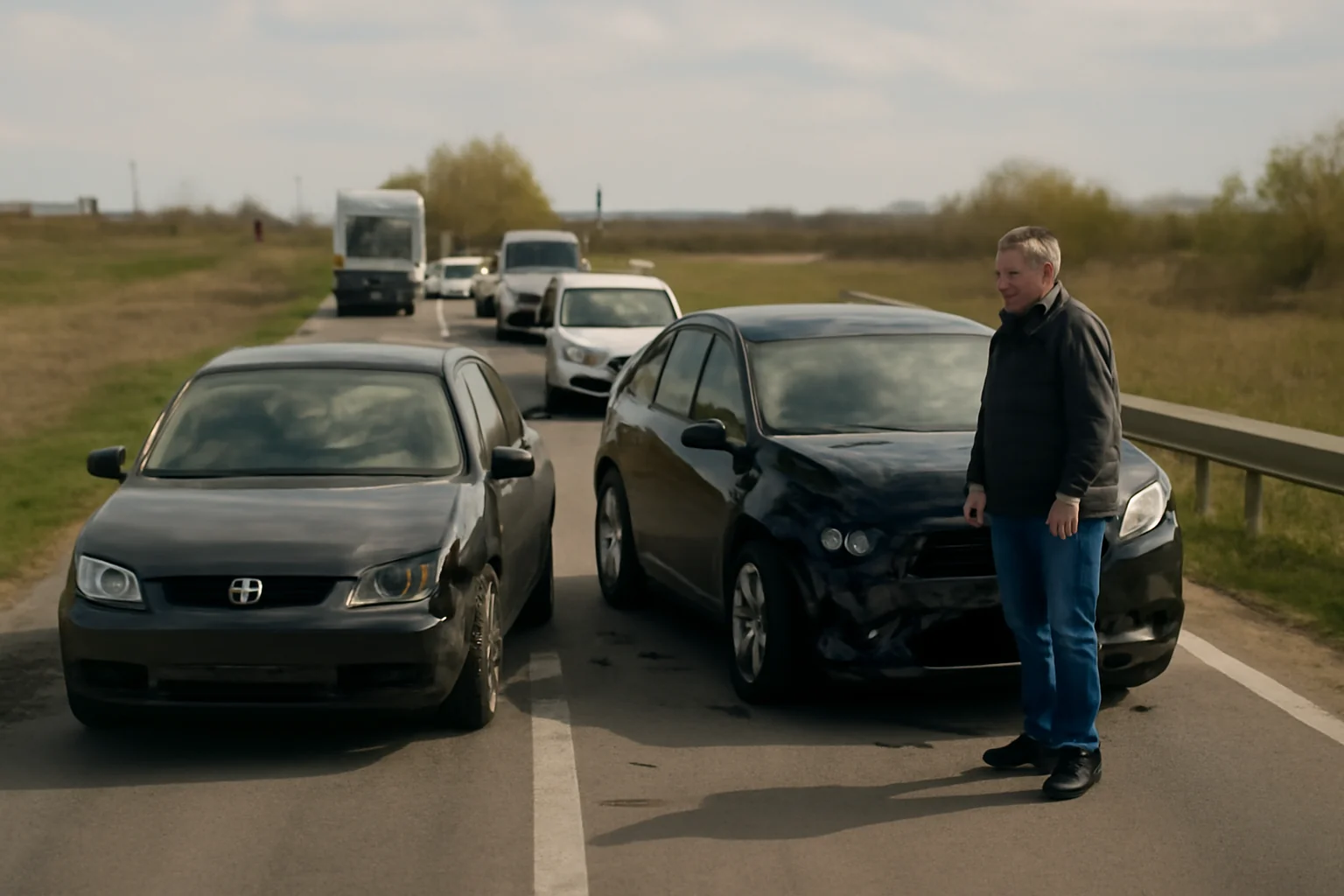 Trafic blocat pe DN 25 la Drăgănești, județul Galați, în urma unui accident între două autoturisme