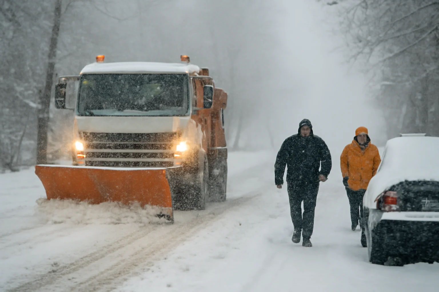 Viscolul din Galați a blocat drumuri și vehicule și a lăsat localnici fără curent electric